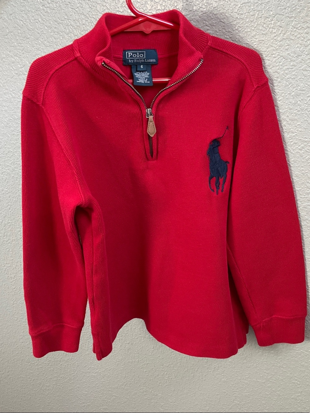 Polo by Ralph Lauren Red Quarter-Zip Sweatshirt
